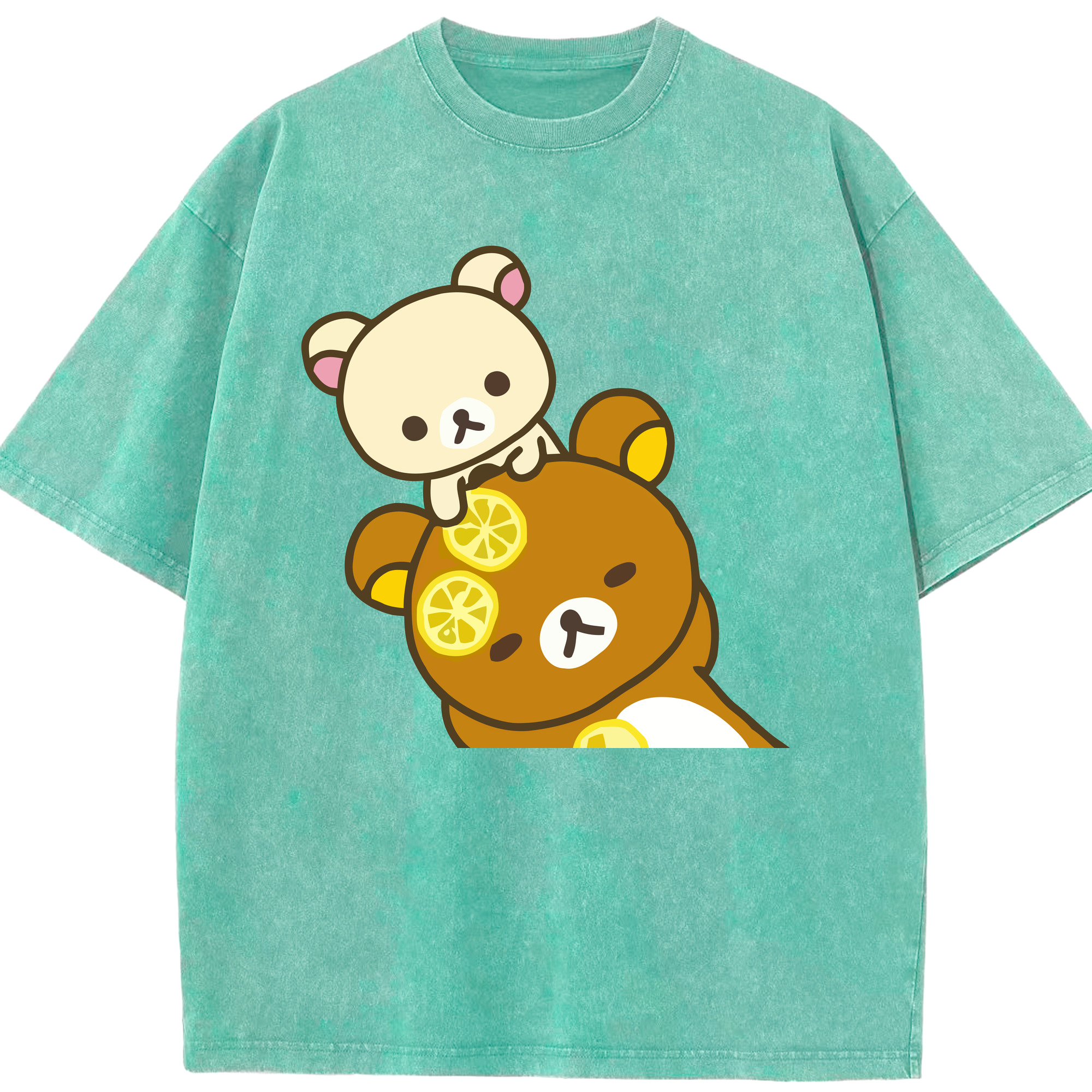 （画像用） リラックマ リラックマ キイロイトリ Rilakkuma Korilakkuma Kiiroitori 綿100% ヴィンテージ風 半袖Tシャツ（フロントプリント）